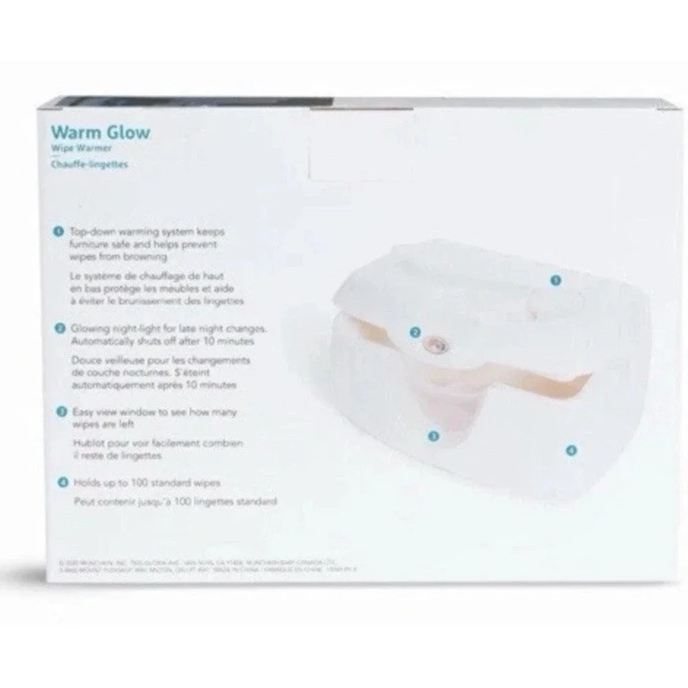 Munchkin Warm Glow Wipe Warmer White w/Soft Night Light -‎ New In Box